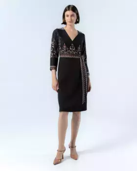 Платье миди с запахом и рукавами ниже локтя Loreto Niza, черный