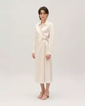 Платье миди с запахом из атласной ткани Claudie Pierlot, бежевый