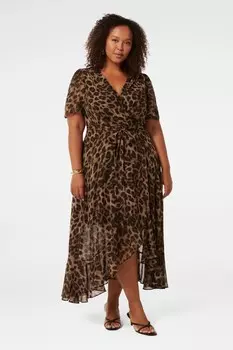 Платье миди с запахом Olivia curve Forever New, коричневый