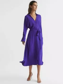 Платье миди с запахом Reiss Cecily, фиолетовое