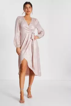 Платье-миди с запахом розового цвета QUIZ Clothing