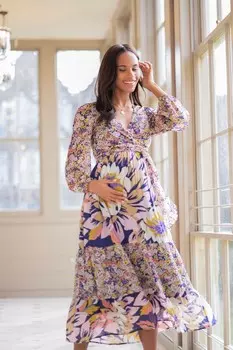 Платье миди с запахом Seraphine, фиолетовый