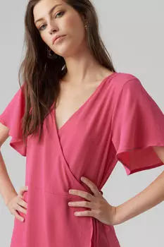 Платье миди с запахом Vero Moda, розовый