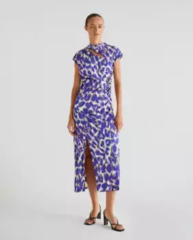 Платье миди с застежкой-молнией и разрезом на горловине Scalpers, синий