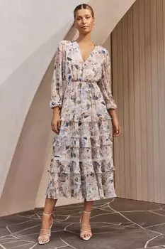 Платье миди с завязками и декоративной вставкой Forever New, розовый