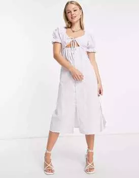 Платье миди с завязками спереди Influence в сиреневую клетку