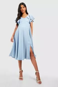 Платье миди с завязкой на спине Boohoo, синий
