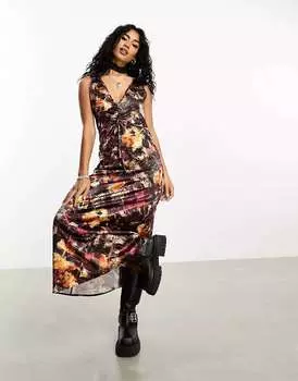 Платье миди с завязкой спереди Reclaimed Vintage