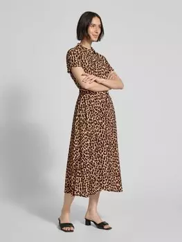 Платье миди с завязывающимся поясом Christian Berg Woman Selection, бежевый