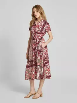 Платье миди с завязывающимся поясом Christian Berg Woman Selection, розовый