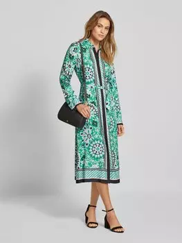 Платье миди с завязывающимся поясом comma, зеленый