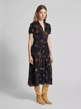 Платье миди с завязывающимся поясом модель 'RALGIS' Lauren Ralph Lauren, темно-синий