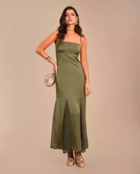 Платье миди с завышенной талией и бретелями The-Are, зеленый