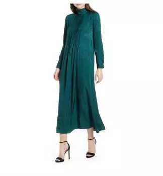 Платье-миди с жаккардовым принтом и анималистичным принтом зеленого цвета Topshop