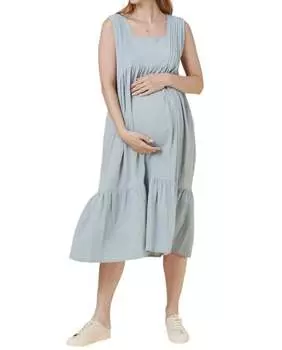 Платье миди с жатым узором в цвете Sage Liv Maternity