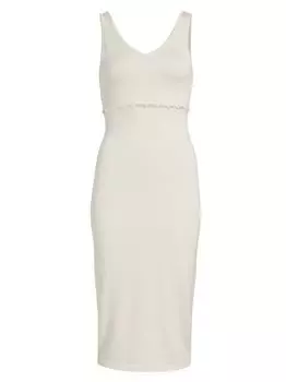 Платье-миди с жемчугом NAADAM, белый