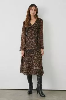 Платье миди с животным принтом и закрученной талией Debenhams, нейтральный