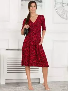 Платье миди с животным принтом Jolie Moi Valeria, красный