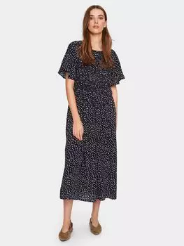 Платье миди Saint Tropez Gisla с точечным принтом, темно-синий/белый