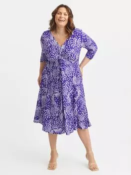 Платье миди Scarlett & Jo Claudia с принтом Swirl и закрученной передней частью, Фиолетовый/Мульти