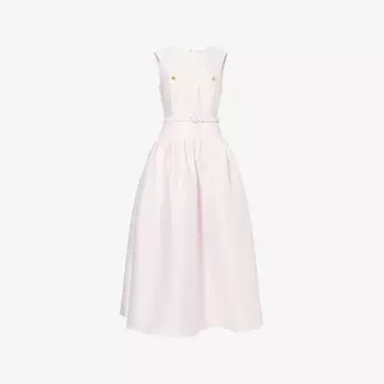 Платье миди Self Portrait из тафты с заниженной талией, розовый