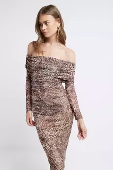 Платье миди сетка Бардо River Island, коричневый