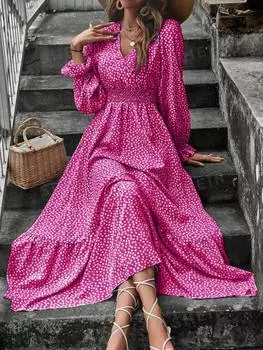 Платье-миди Shein Lune с запахом на талии, красный / фиолетовый