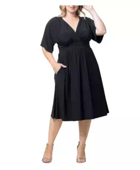 Платье миди силуэта А-силус Gia с карманами больших размеров Kiyonna, черный