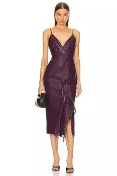 Платье миди SIMKHAI Carlee Fringe, цвет Plum