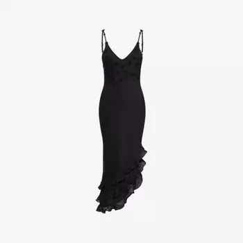 Платье миди Sister Jane Forget me not асимметричное с воланами, черный