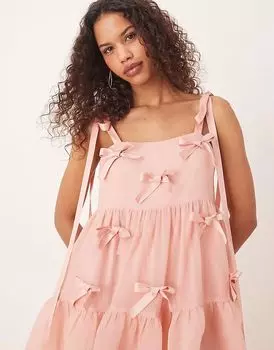 Платье миди Sister Jane нежно-розового цвета с бантом