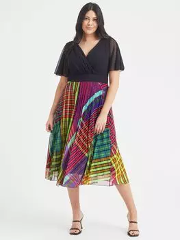 Платье-миди со плиссированной юбкой Scarlett & Jo Carole, черный/мульти