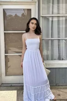 Платье миди со сборками Forever 21, белый