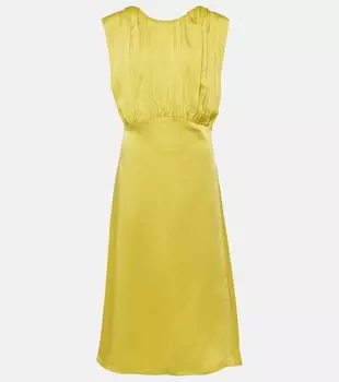 Платье миди со сборками Jil Sander, зеленый