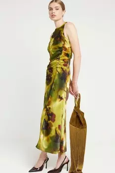 Платье миди со сборками по бокам River Island, зеленый