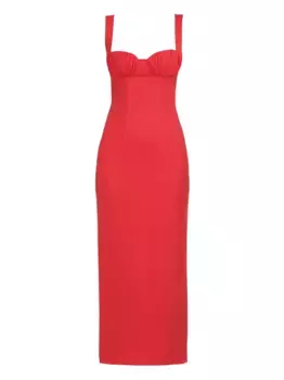 Платье миди со сборками Rowen Rose, красный