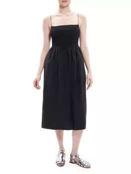 Платье-миди со сборками Theory, черный