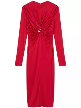 Платье миди со сборками Versace, красный