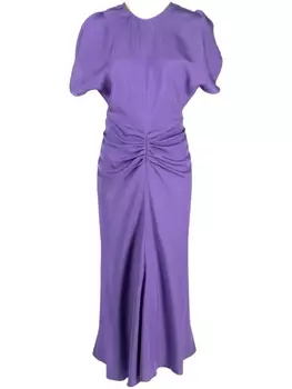 Платье миди со сборками Victoria Beckham, фиолетовый