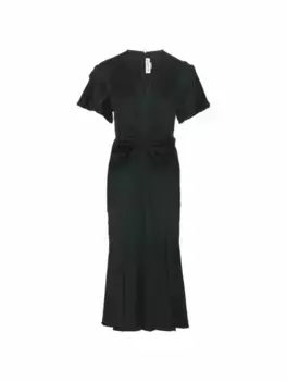 Платье миди со сборками Victoria Beckham, зелёный