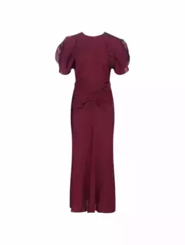 Платье миди со сборками Victoria Beckham, бордовый