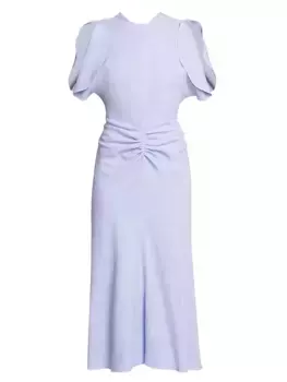 Платье миди со сборкой на талии Victoria Beckham, цвет frost