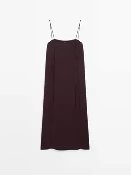 Платье миди со швами Massimo Dutti, коричневый