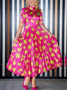 Платье миди со складками и цветочным принтом Closet London, розовый/зеленый