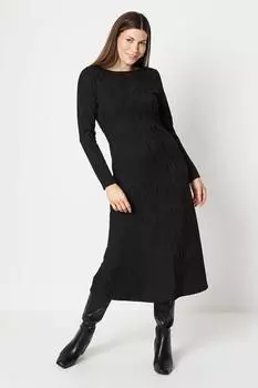 Платье миди со складками и расклешенным кроем из джерси Wallis, черный