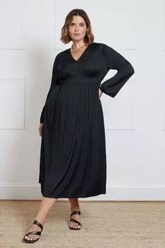 Платье миди со складками Live Unlimited, черный