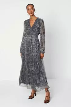 Платье миди со складками на талии Debenhams, серебро