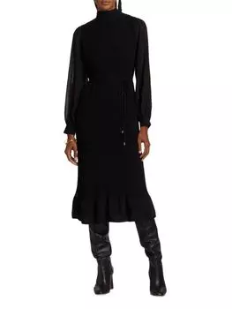 Платье миди со складками Noir Elie Tahari, цвет Noir