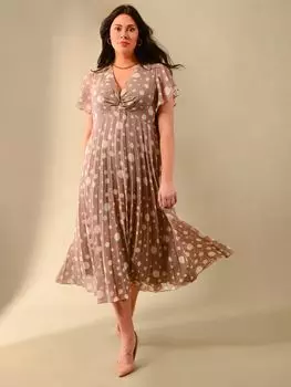 Платье миди со складками спереди Live Unlimited Curve, натуральный/белый