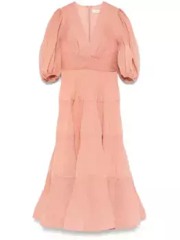 Платье миди со складками ZIMMERMANN, розовый